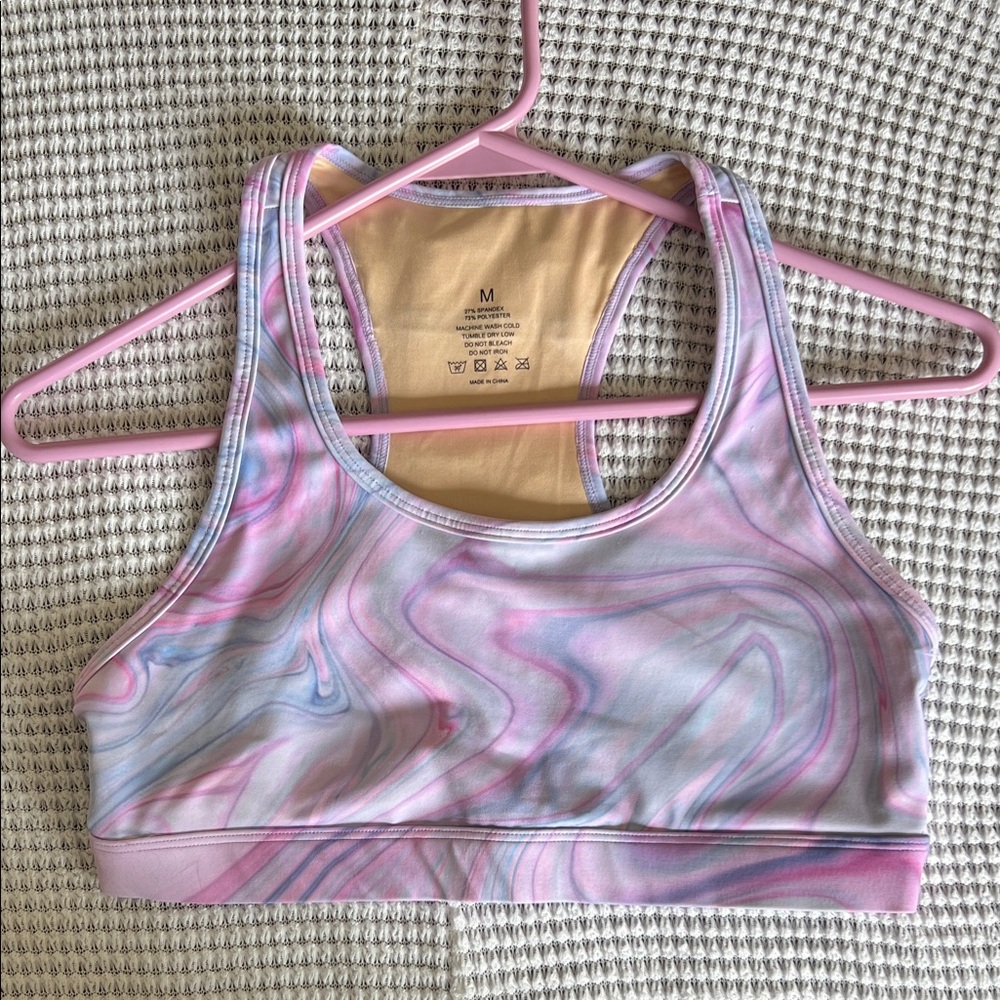 Women's Pastel Marble Sports Bra